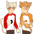  2013 animal_ears cremena dave_strider dirk_strider fullres no_glasses orange_sleeved_hat_shirt red_baseball_tee 