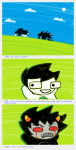  2022 back_angle blood clouds comic eyesquick fullres john_egbert karkat_vantas lying primordialwoe starter_outfit summer sun text 