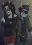  2013 arms_crossed artificial_limb au bloodswap eridan_ampora eyepatch feferi_peixes fullres robotwwizard smiling_eridan 
