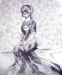  black_squiddle_dress grayscale guacagabs rose_lalonde solo 
