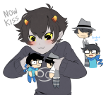  2012 blush breath_aspect crossover dr_seuss fullres godtier heir jin-nyeh john_egbert karkat_vantas plushie smiling_karkat starter_outfit text the_lorax 
