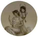  2015 alisonnyash alternate_hair body_modification eyepatch fashion fullres no_glasses scourge_sisters sepia terezi_pyrope transparent vriska_serket 