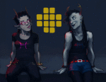  2014 animated body_modification dancestors dream_ghost epilepsy_warning fullres greengull hair_braid_sirens hive meenah_peixes redrom shipping sitting starter_outfit vriska's_punk_outfit vriska_serket 