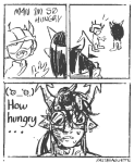  2024 comic dancestors fullres grayscale headshot horuss_zahhak how_hungry latula_pyrope meme mituna_captor monochrome pastabaguette sweat text 