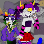  2025 blush crossdressing eridan_ampora fashion formal fullres glasses_added hat ihavesweatypalms6 march_eridan nepeta_leijon pimp shades_of_aquarius smiling_eridan smoking wonk 