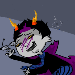 2011 animated babinani blackrom blood catfish emoticon eridan_ampora fullres jaggy_lines lying no_glasses scars shipping smiling_eridan solo spade starter_outfit