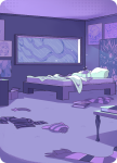  2024 beatrix_tipplepot bed book crossover fluthlu fullres head_out_of_frame horrorterrors karkinophile knitting_needles monochrome night poster rain roxy's_striped_scarf transparent trees wizardy_herbert wizardy_herbert_(adventure) yarn 