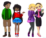  arm_in_arm black_squiddle_dress book dress_of_eclectica eunnieboo jade_harley jake_english kid_symbol rose&#039;s_pink_scarf rose_lalonde roxy_lalonde squiddlejacket 