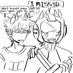 2024 body_modification broconwhore captors dancestors fullres grayscale gun headshot lineart mituna_captor monochrome sketch sollux_captor starter_outfit text word_balloon