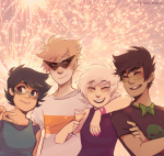  2014 alcohol alpha_kids arm_around_shoulder arms_crossed beverage dirk_strider fashion fullres holidaystuck ikimaru jake_english jane_crocker roxy_lalonde 