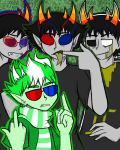  2017 blood double_eyepatch erisolsprite fullres half_ghost lunatic-mo-on multiple_personas sollux_captor sprite starter_outfit the_finger 