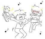  2013 dancing fullres grayscale highlight_color karkat_vantas lineart monochrome music_note sketch starter_outfit tavros_nitram terezi_pyrope unistat27 