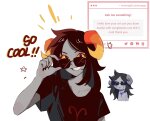  2026 aradia_megido aradiabot blush fullres glasses_added image_manipulation solo stars starter_outfit text tiniming66 