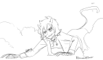  action_claws grayscale lineart monochrome nepeta_leijon no_hat rika-wawa sketch solo 