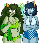  2024 aranea_serket arms_crossed chubstuck dancestors dream_ghost eridude flowers fullres jaggy_lines meulin_leijon swimsuit 