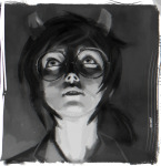  2026 dogtier fullres grayscale green_army_suit headshot homestuck:_beyond_canon inauguraldeath jade_harley monochrome solo 