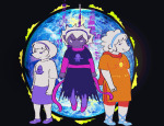  2025 alternate_hair black_squiddle_dress clovertly fullres godtier grimdark land_of_light_and_rain light_aspect multiple_personas rose_lalonde seer solo starter_outfit 