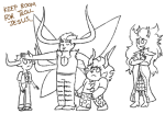  ancestors arms_crossed crossover gamzee_makara lineart marquise_spinneret_mindfang nitrams pastiche steven_universe tavros_nitram text the_summoner thesassylorax 