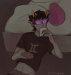 2023 blind_sollux candy_timeline food gaming homestuck^2 makeyyann panel_redraw sollux_captor solo