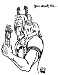 2012 aaghht alternate_hair ancestors artificial_limb casual expatriate_darkleer fashion fullres glassesswap grayscale lineart monochrome profile sweat text