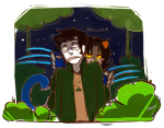  action_claws blackrom blush jake_english monster_hunters nepeta_leijon no_hat redrom request shipping starter_outfit sxae trees 
