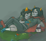  chalk dragon_cape nepeta_leijon no_glasses no_hat redrom request scratch_and_sniff shipping sleeping spazzimuffin terezi_pyrope 