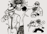  2021 bro dad fullres grayscale monochrome music_note no_hat old_spice pipe shipping smoking starter_outfit unbreakable_katana word_balloon zzoupz 