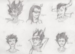 2012 apricots-from-nara boys equius_zahhak eridan_ampora fullres gamzee_makara grayscale headshot karkat_vantas pencil sketch sollux_captor starter_outfit tavros_nitram text wheelchair