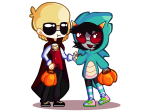  arbooni coolkids dave_strider halloweenstuck holding_hands redrom shipping terezi_pyrope 