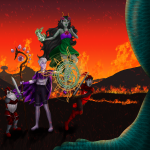   2025 aspect_powers caledfwlch cover_art dave_strider facial_hair fashion feferi_peixes fire flowers fullres karkat_vantas kettleskanvas rose_lalonde sword weapon 