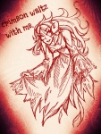  2013 aradia_megido dead_aradia fashion fullres lunaticjin monochrome sketch solo text 