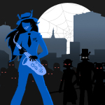  2011 aradia_megido city cover_art equius_zahhak fashion fedora fullres hat instrument moon night silhouette suit terezi_pyrope umibouzu vriska_serket web 