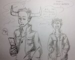 2015 bitum fashion fullres grayscale karkat_vantas language:russian pencil phone smoking tavros_nitram text word_balloon zodiac_symbol