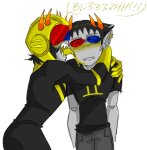 2024 ancest blush body_modification broconwhore captors dancestors fullres honey_mustard hug licking mituna_captor redrom shipping sollux_captor starter_outfit text word_balloon