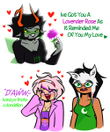  2025 alternate_hair blush dogtier flowers freckles fullres heart iceflower99 jade_harley jaggy_lines kanaya_maryam lgbt_pride redrom rose_lalonde rosemary text wings_only 