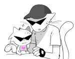 2026 animalstuck bro dave_strider fullres grayscale heart_shirt monochrome ploquo sitting starter_outfit