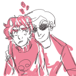  arm_around_shoulder dave_strider heart karkat_vantas monochrome red_baseball_tee red_knight_district redrom shipping spaceeyes 