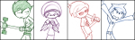  2009 beta_kids dave_strider fullres jade_harley john_egbert knitting_needles ninja_sword no_glasses pogo_hammer rose_lalonde sketch starter_outfit tesspieceface 