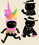  2017 broken_source cd clubs clubs_deuce courtyard_droll dopingues fullres harlequin_uniform kneeling multiple_personas starter_outfit thumbs_up 