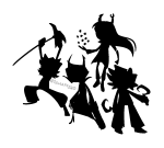 2023 chainsaw dragon_cane fluorite_octet fullres grayscale jaggy_lines kanaya_maryam karkat_vantas sickle silhouette szkraft220 terezi_pyrope vriska_serket