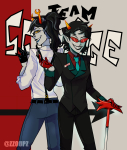  2020 alternate_hair back_to_back dragon_cane fashion fullres scourge_sisters suit terezi_pyrope text vriska_serket zzoupz 