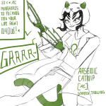  2025 action_claws cat_hat fullres grayscale ham0naa highlight_color monochrome nepeta_leijon solo starter_outfit text word_balloon 