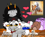  2025 animals bed boogersscareme casual fantroll flowers fullres head_on_lap heart horses image_manipulation jaggy_lines lying plushie 