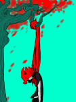  crying dragon_cape limited_palette offensivelykawaii sadstuck self_harm solo terezi_pyrope trees 