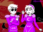  2025 8bitkitten animals arms_crossed dave_strider derse dreamself fullres jaggy_lines rose_lalonde siblings:daverose sweet_bro sweet_bro_and_hella_jeff turntables 