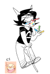  2018 bana chalk dragon_cane fullres grayscale highlight_color image_manipulation monochrome no_glasses solo starter_outfit terezi_pyrope 