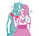  arm_around_shoulder blurred_vision blush heart kiss redrom request rox-lalonde roxy_lalonde shipping terezi_pyrope 