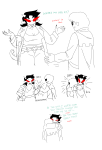  2026 blueey-jayzilla comic dave_strider dragon_cane fashion fistbump fullres godtier grayscale highlight_color hug knight monochrome terezi_pyrope text time_aspect 