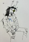 2024 eyepatch fullres grayscale highlight_color monochrome repliiku solo starter_outfit vriska_serket