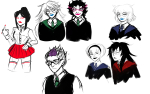  2014 alisonnyash aranea_serket art_dump crossover damara_megido dancestors eridan_ampora fashion formal fullres harry_potter humanized jade_harley meenah_peixes rose_lalonde serkets suit the_finger vriska_serket 